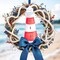Metal Lighthouse 16" Sign for Wall Decorations, Wreath Attachments, and Craft Accents - Red, White - Spring, Summer -Nautical, Beach House
